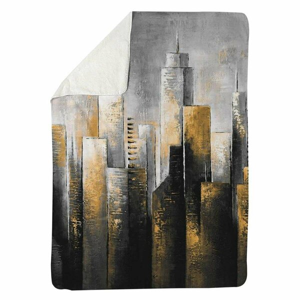 Begin Home Decor 60 x 80 in. Abstract Skyline-Sherpa Fleece Blanket 5545-6080-CI276-1